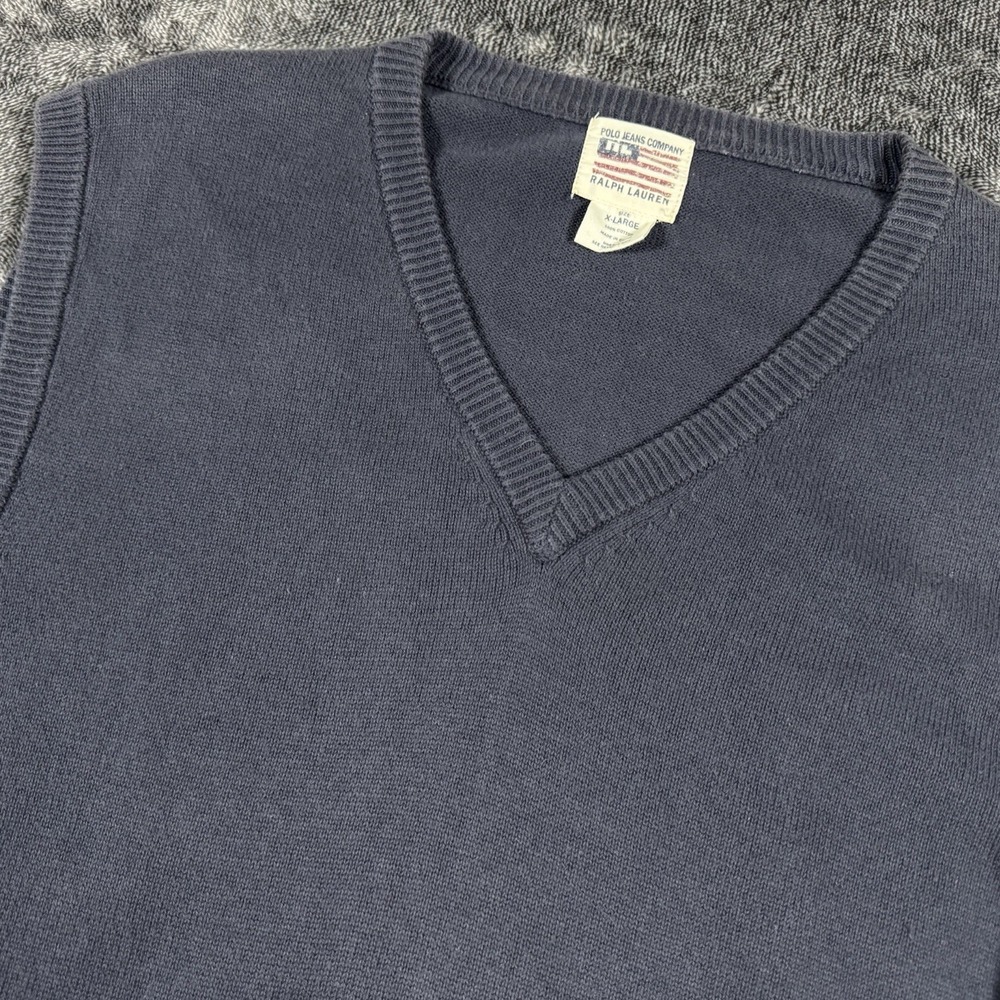 Polo Jeans Co. Ralph Lauren Men's Size XL Blue Sweater Vest V-Neck Vintage